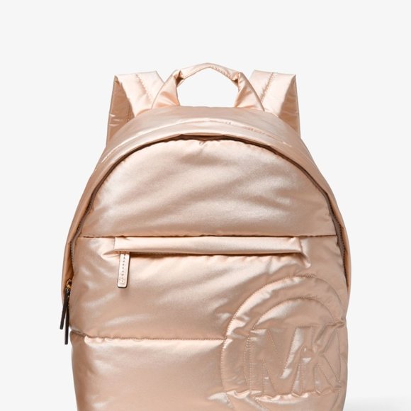 MICHAEL KORS Rae Medium Quilted Rose Gold Metallic Cotton Blend Backpack SEALED - Picture 5 of 8